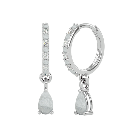 925 Silver Moonstone & CZ Huggies