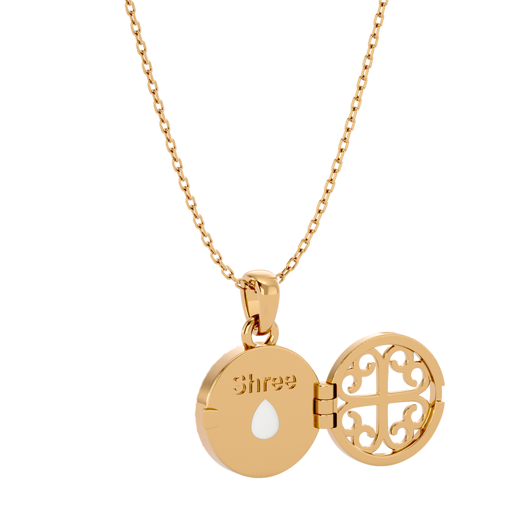 925 Gold Moonstone CZ Locket
