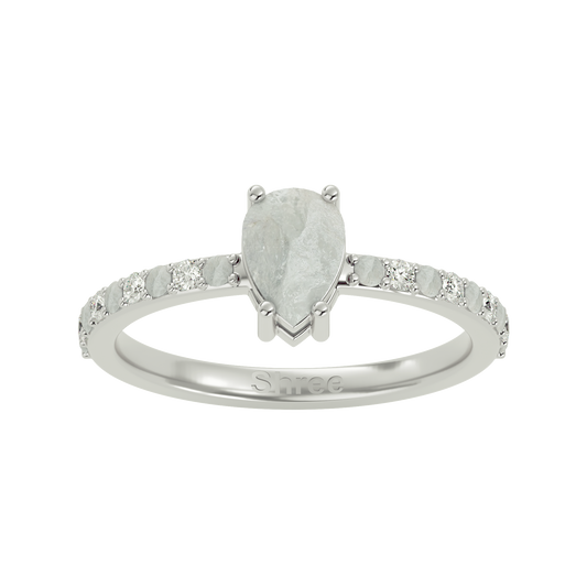 925 Silver Moonstone & CZ Ring