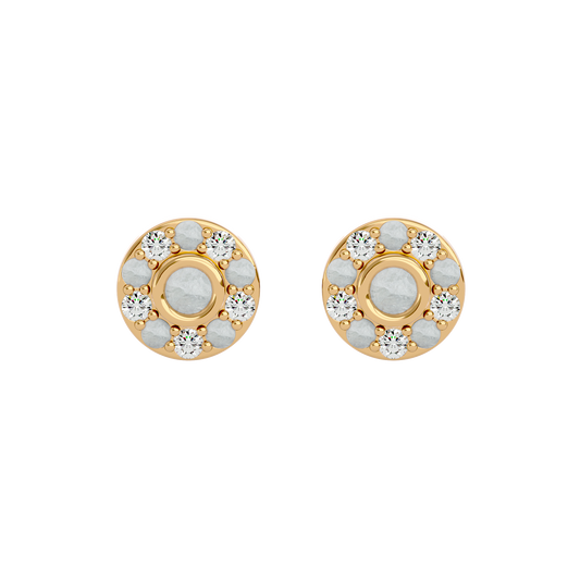 925 Gold Moonstone & CZ Stud