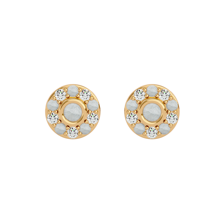 925 Gold Moonstone & CZ Stud