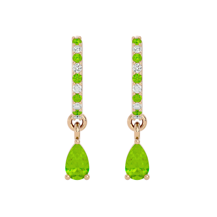 925 Gold Peridot & CZ Huggies
