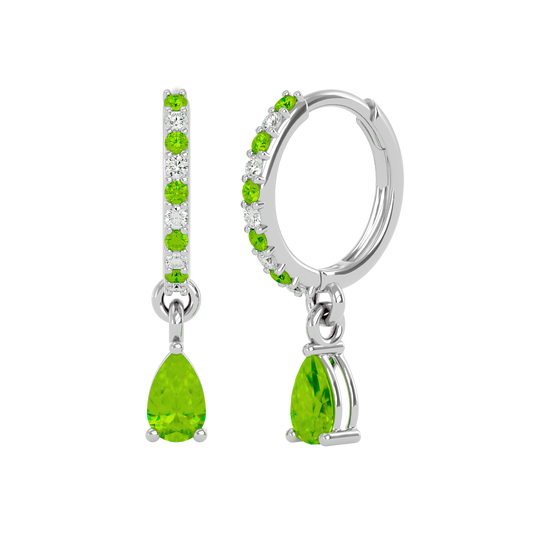 925 Silver Peridot & CZ Huggies