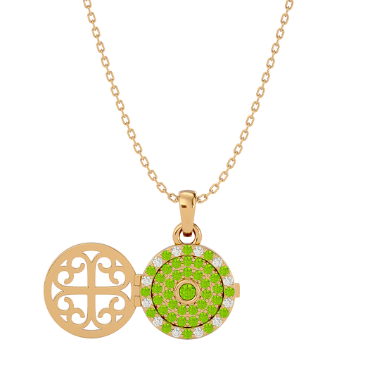 925 Gold Peridot CZ Locket