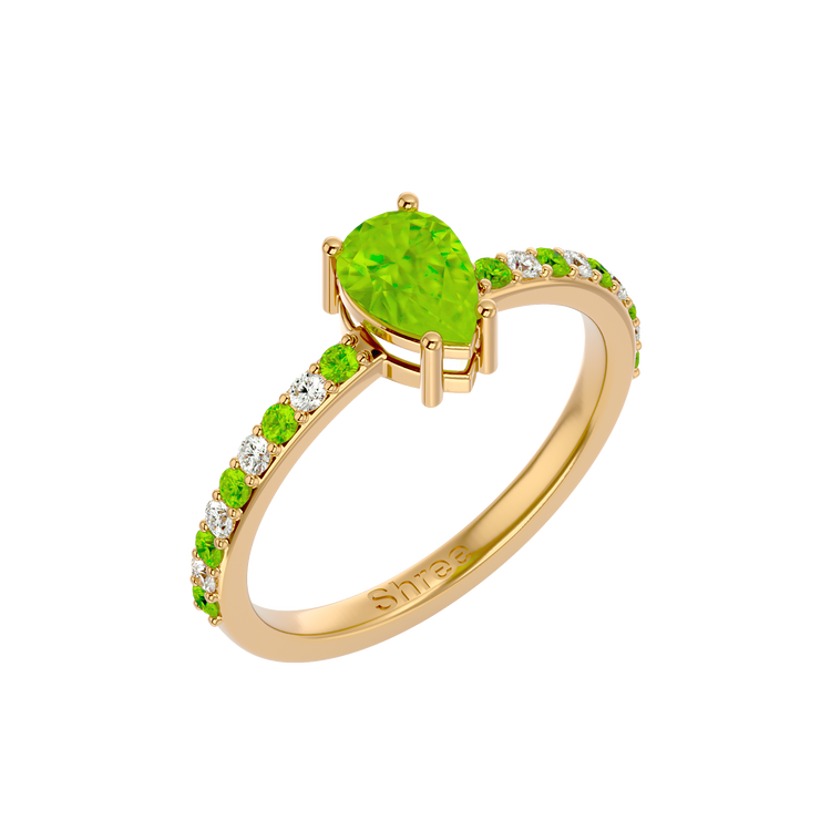 925 Gold Peridot & CZ Ring