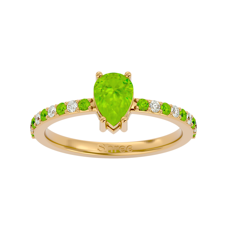 925 Gold Peridot & CZ Ring