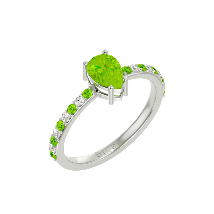 925 Gold Peridot & CZ Ring