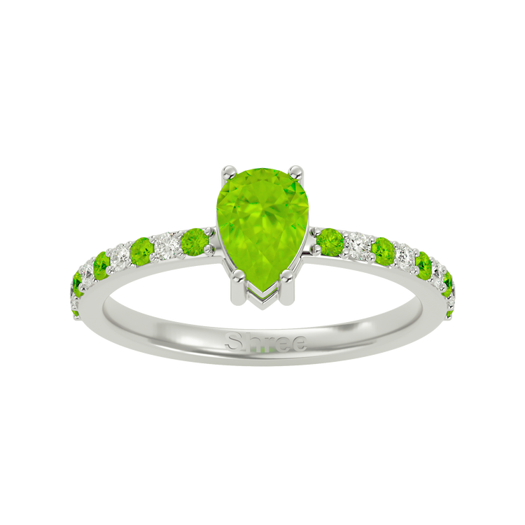 925 Silver Peridot & CZ Ring
