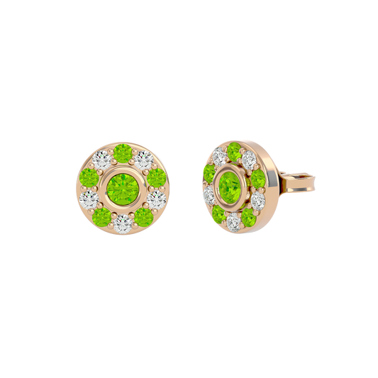 925 Gold Peridot & CZ Stud