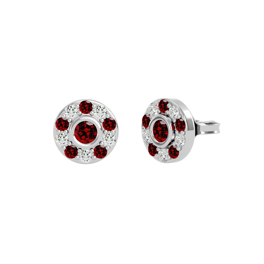 925 Silver Garnet & CZ Stud