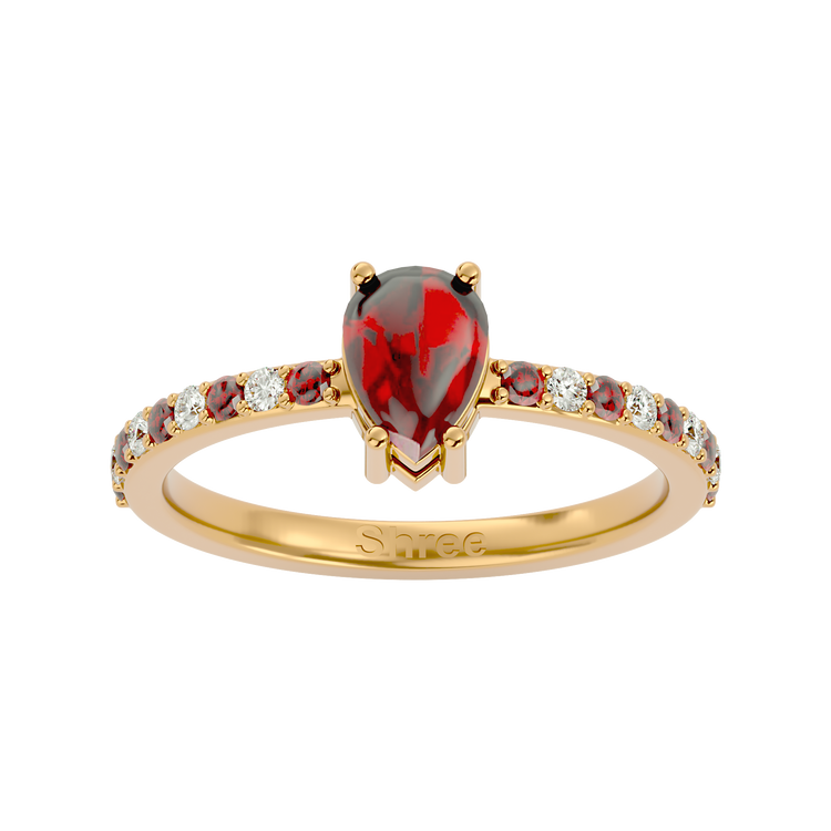 925 Gold Garnet & CZ Ring