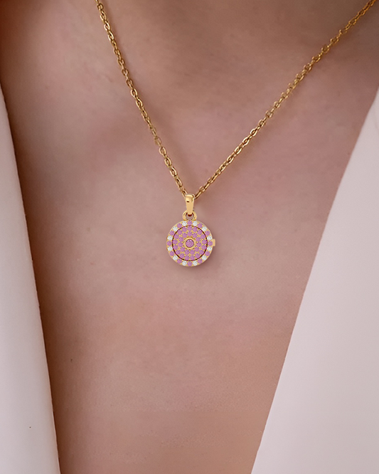 925 Gold Pink Tourmaline CZ Locket