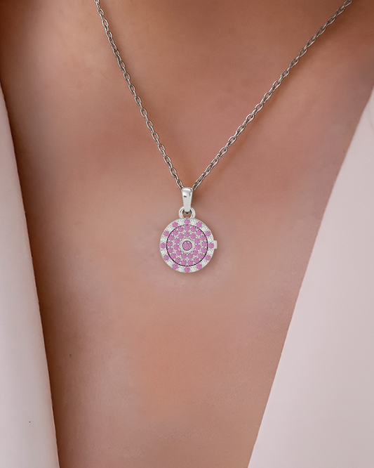 925 Silver Pink Tourmaline CZ Locket