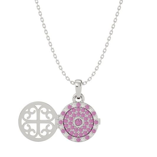 925 Silver Pink Tourmaline CZ Locket