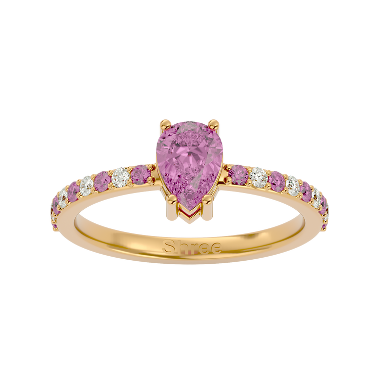 925 Gold Pink Tourmaline & CZ Ring