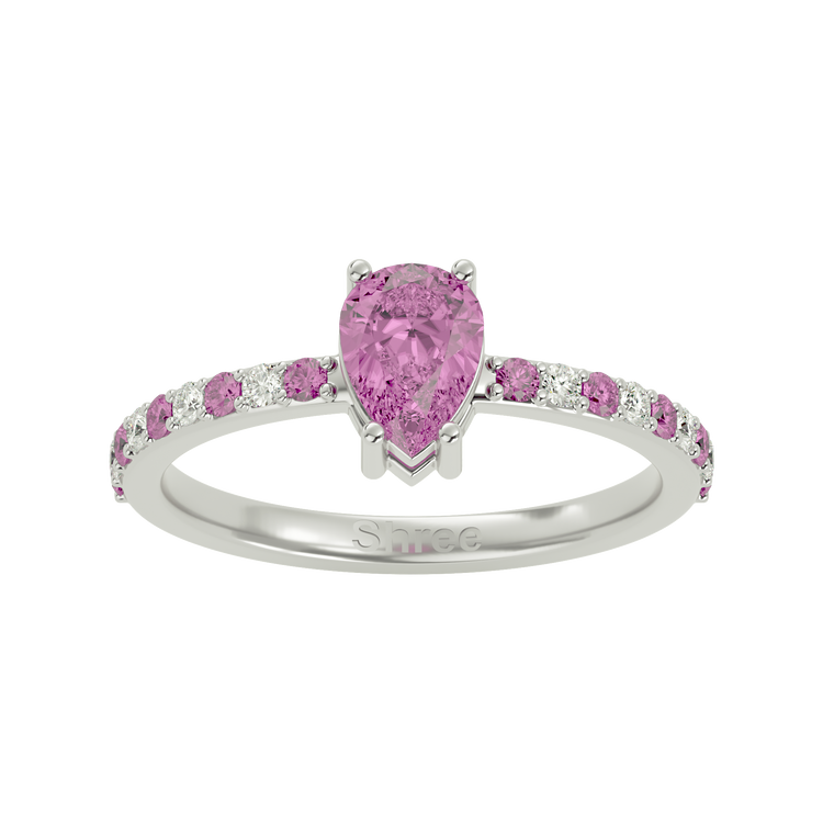 925 Silver Pink Tourmaline & CZ Ring