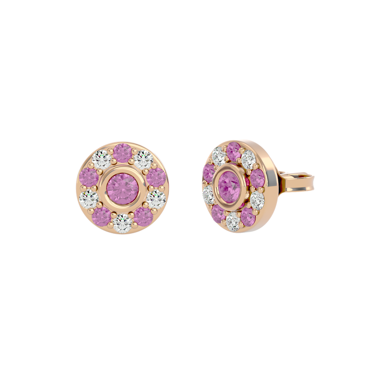 925 Sliver Pink Tourmaline & CZ Stud