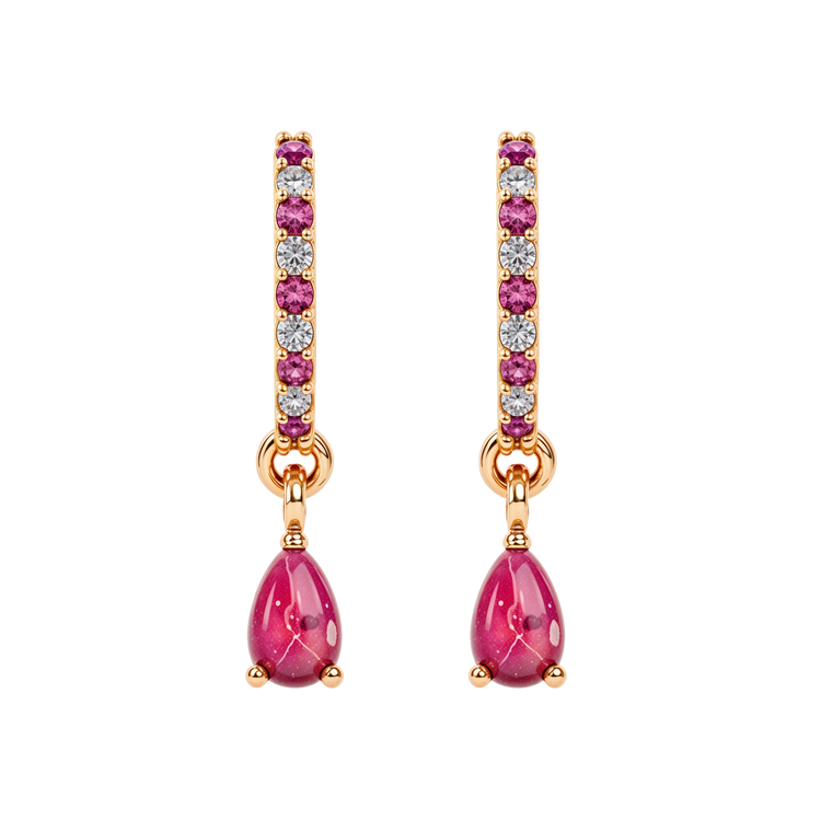 925 Gold Ruby & CZ Huggies