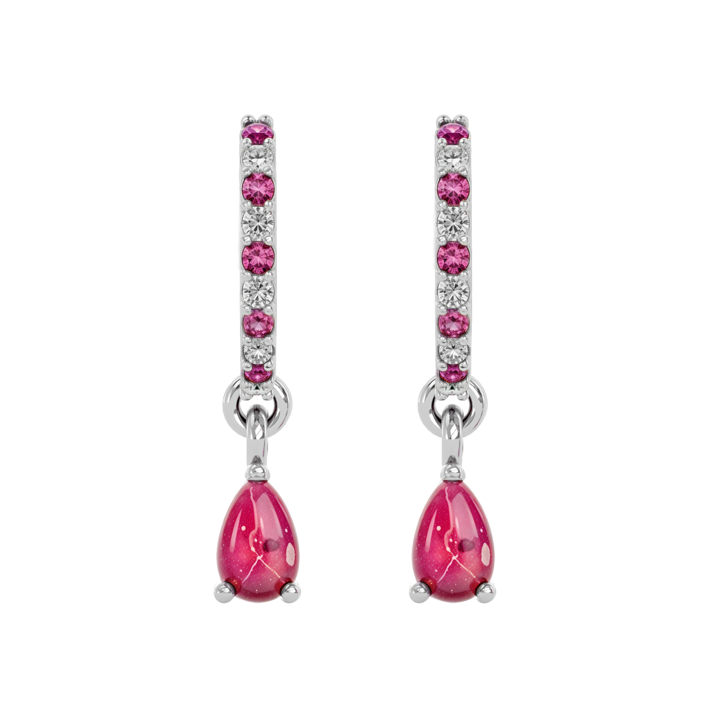 925 Silver Ruby & CZ Huggies