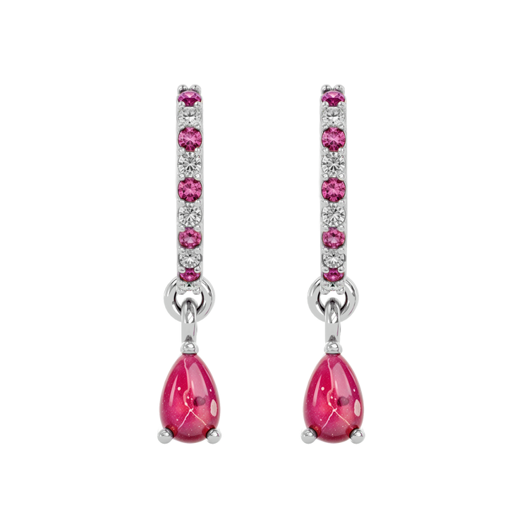 925 Silver Ruby & CZ Huggies