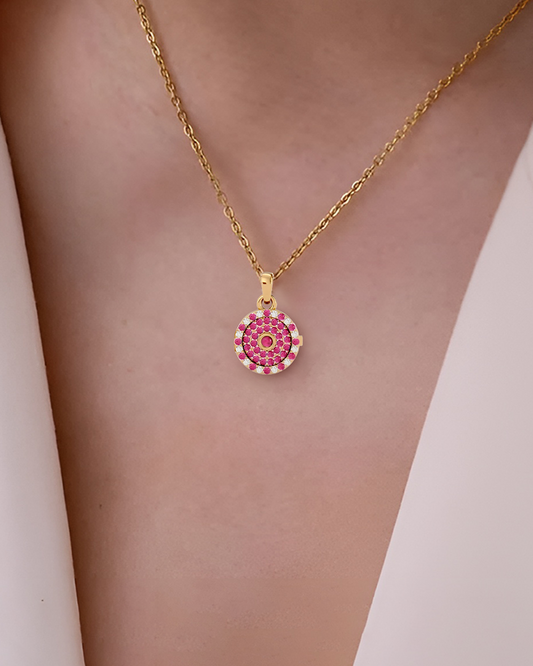 925 Gold Ruby CZ Locket