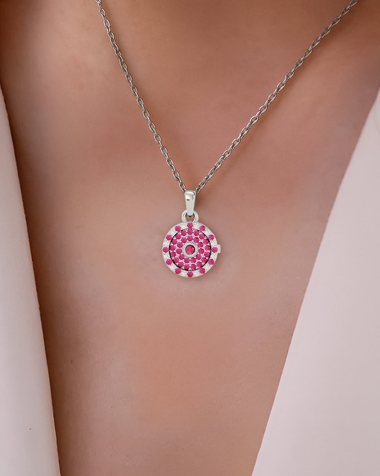 925 Silver Ruby CZ Locket