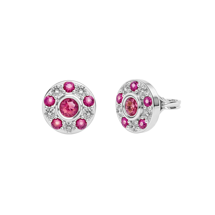 925 Silver Ruby & CZ Stud – Ruby Birthstone Studs UK