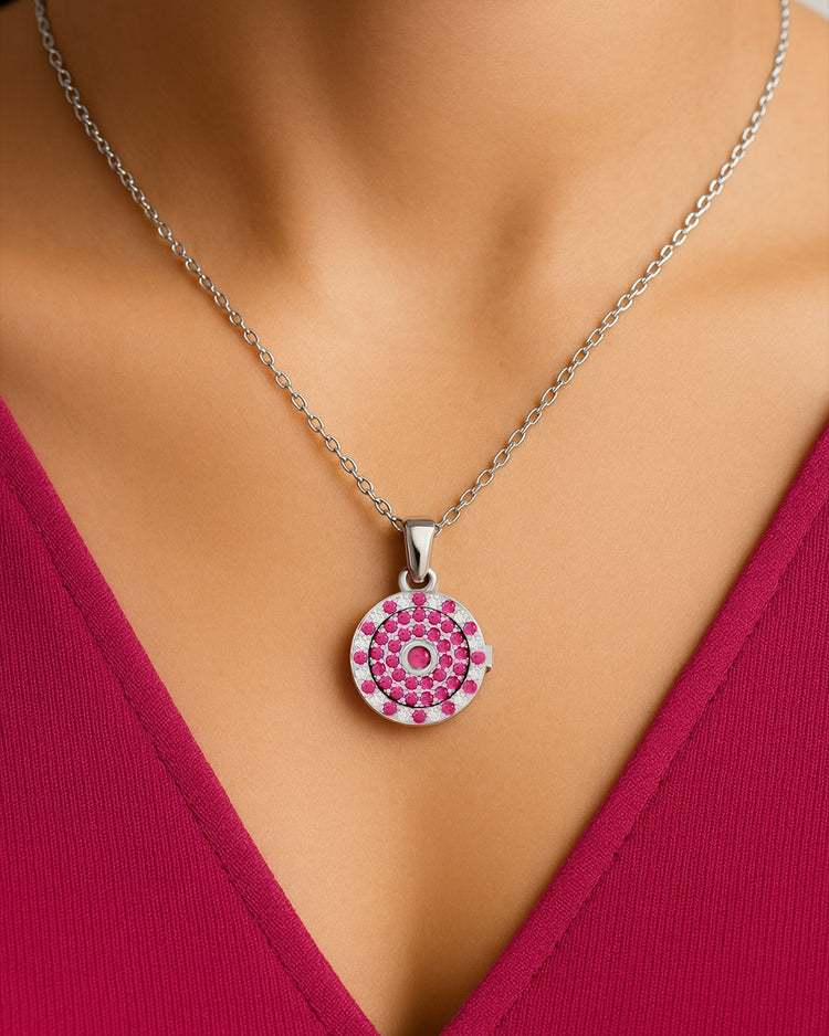 925 Silver Ruby CZ Locket