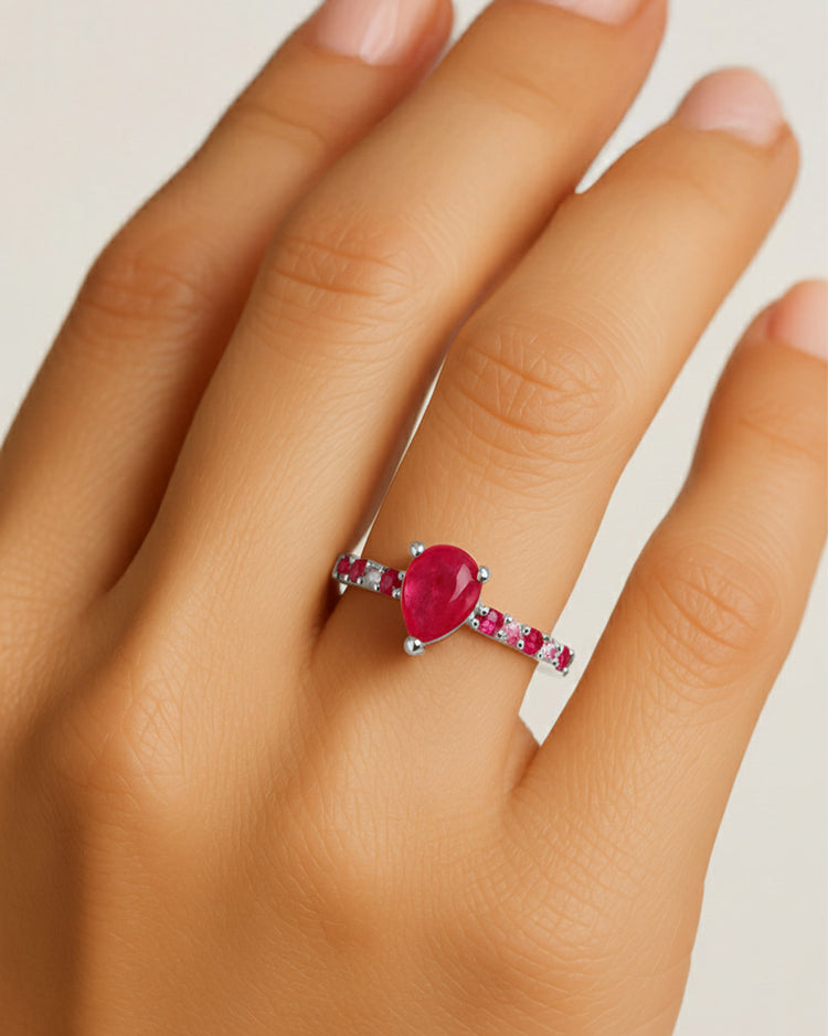 925 Silver Ruby & CZ Ring