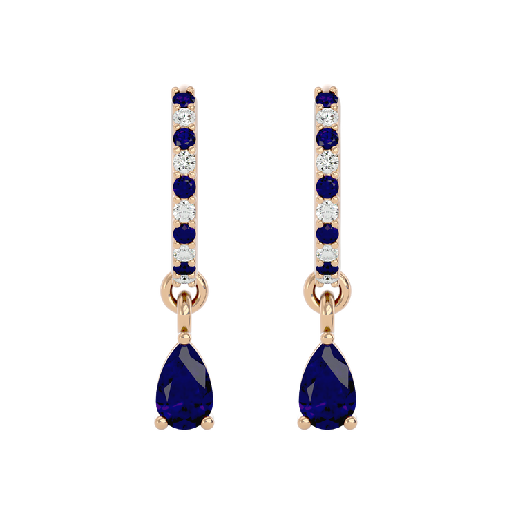 925 Gold Sapphire & CZ Huggies