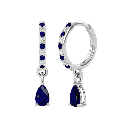 925 Silver Sapphire & CZ Huggies