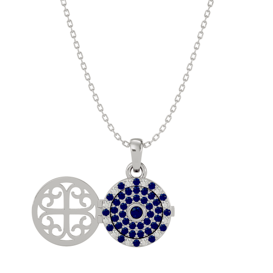 925 Silver Sapphire CZ Locket