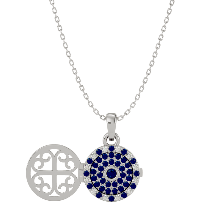 925 Silver Sapphire CZ Locket