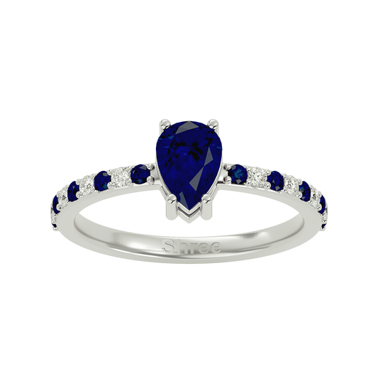 925 Silver Sapphire & CZ Ring