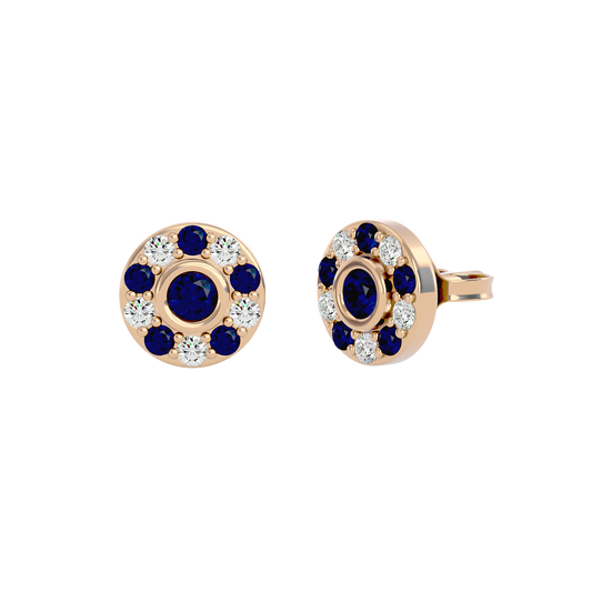 925 Gold Sapphire & CZ Stud