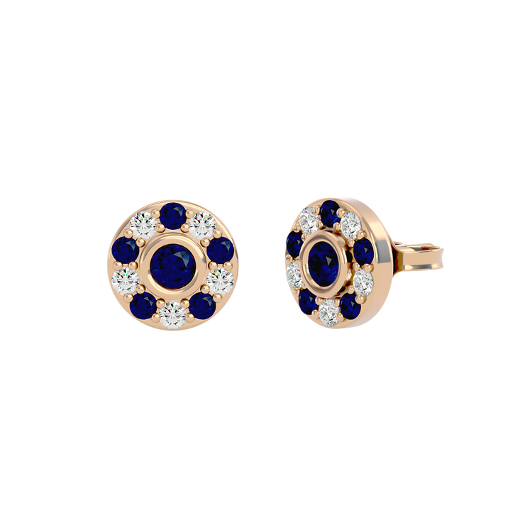 925 Gold Sapphire & CZ Stud