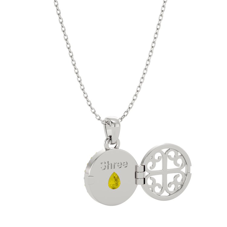 925 Silver Citrine CZ Locket