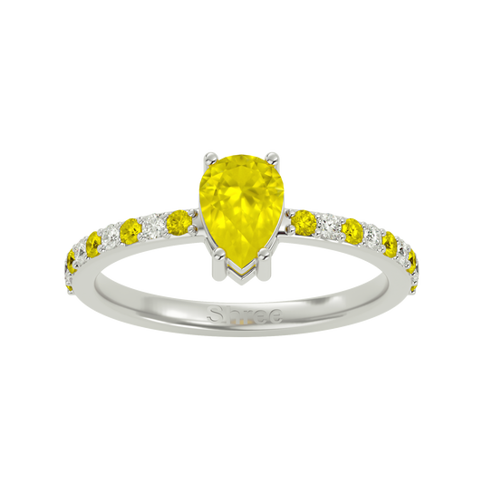 925 Silver Citrine & CZ Ring
