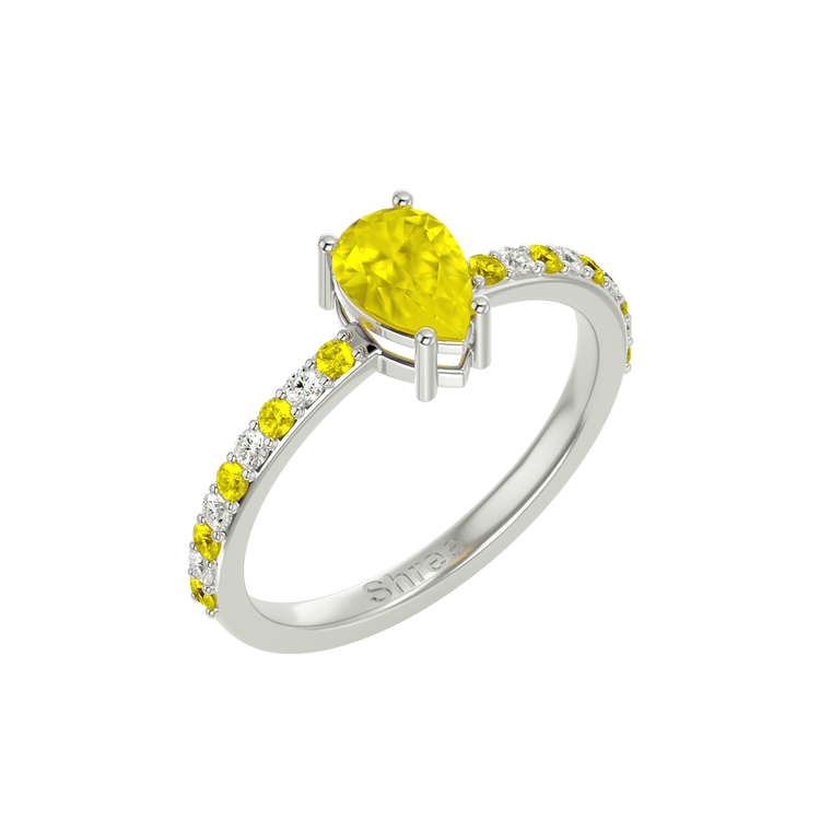 925 Silver Citrine & CZ Ring