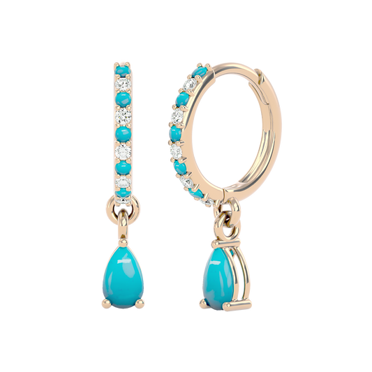 925 Gold Turquoise & CZ Huggies