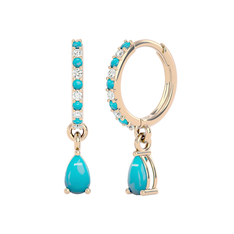 925 Silver Turquoise & CZ Huggies