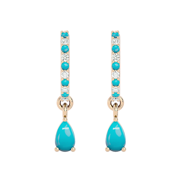 925 Gold Turquoise & CZ Huggies