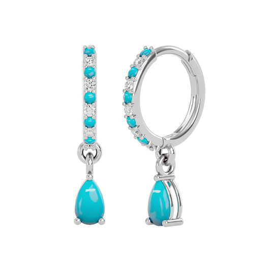 925 Silver Turquoise & CZ Huggies