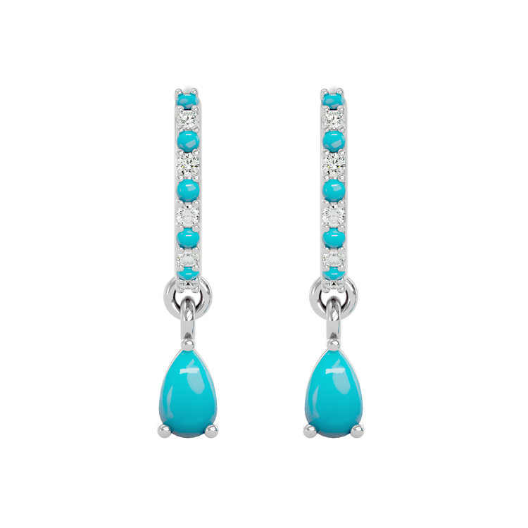 925 Silver Turquoise & CZ Huggies