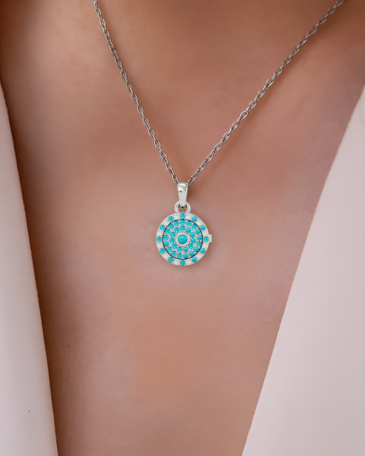 925 Silver Turquoise CZ Locket