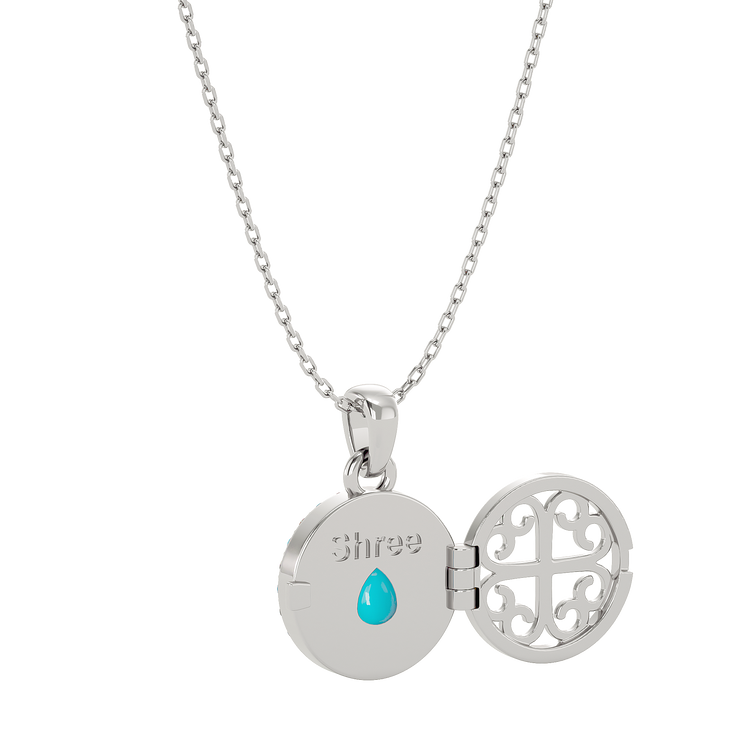 925 Silver Turquoise CZ Locket