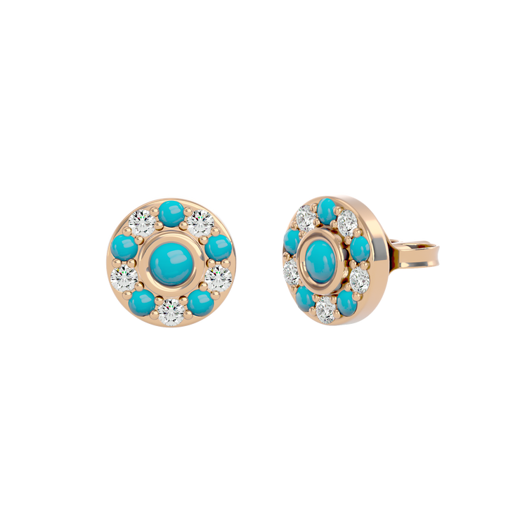 925 Gold Turquoise & CZ Stud