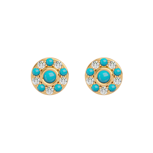 925 Gold Turquoise & CZ Stud
