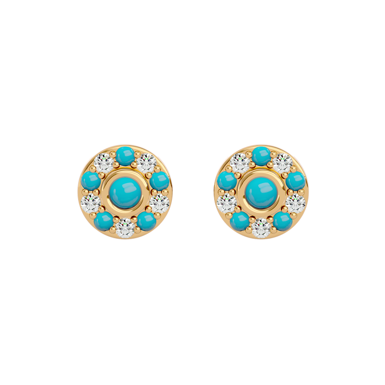 925 Gold Turquoise & CZ Stud