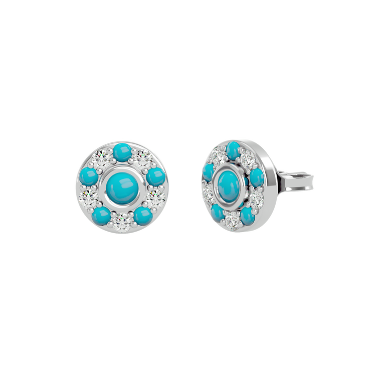 925 Sliver Turquoise & CZ Stud